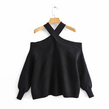 Load image into Gallery viewer, 882 Oversize Women&#39;s Cross Halter Pullover Knit Sweater