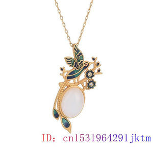 868 Oimg Jade Bird Amulet Natural Chalcedony CZ Sterling Silver Pendant Necklace