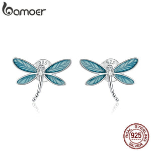 226 bamoer Women's 925 Sterling Silver Platinum Dragonfly Hypoallergenic Earrings