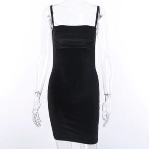 1113 Wanna This Black Velvet Spaghetti Strap Front Ruched Sheath Elegant Mini Dress