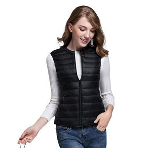 1191 Women's Sleeveless Duck Down Puffer Vest Short Jacket Plus