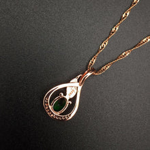 Load image into Gallery viewer, 571 Huisept Rose Gold Sterling Silver Created Emerald Zircon Flower Pendant Necklace