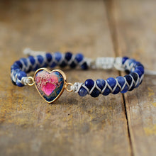 Load image into Gallery viewer, 668 Koysko Unique Natural Stone Braided Heart Charm Bracelets