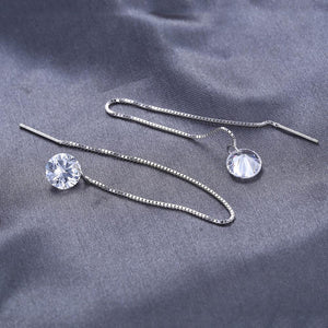 631 JPalace 925 Sterling Silver Cubic Zirconia CZ Long Thread Drop Earrings