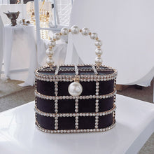 Load image into Gallery viewer, 445 ENJOININ High Quality Openwork Basket Design Faux Diamonds Pearls Handbags