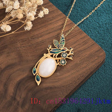 Load image into Gallery viewer, 868 Oimg Jade Bird Amulet Natural Chalcedony CZ Sterling Silver Pendant Necklace