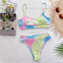 Load image into Gallery viewer, 818 NBREITAER Tie-dye Padded Push-up Sling Bikini High Waist Two Piece Swimsuit