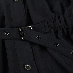 946 Ruibbit Women's V-Neck Long Bell Sleeves Gothic Black Mini Dress