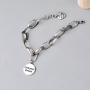 1225 XIYANIKE 925 Thai Sterling Silver Love Heart Thick Chain Pendant Bracelet
