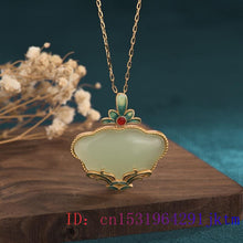 Load image into Gallery viewer, 870 OIMG Jade Lotus Amulet 925 Sterling Silver Chalcedony CZ Pendant Necklace