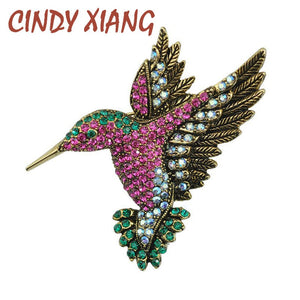 338 CINDY XIANG Colorful Rhinestone Hummingbird Brooch