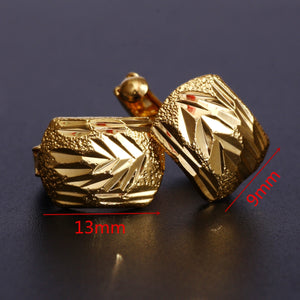 804 Mrs Win Gold Color Copper Cut African Style Fashion Hoop Huggie Earrings