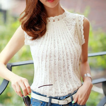 Load image into Gallery viewer, 928 RibbonFish Women&#39;s Sleeveless O-neck Lace Blouses Tops Plus