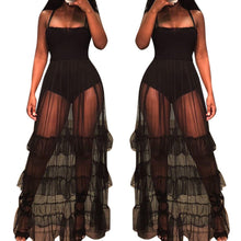 Load image into Gallery viewer, 555 Hirigin Sleeveless Mesh See Through Cascading Ruffle Evening Party Long Dress