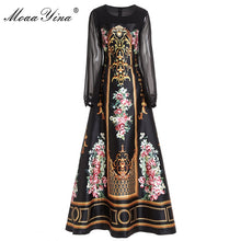 Load image into Gallery viewer, 777 MoaaYina Fashion Designer Long Sleeve Vintage Style Floral Print Maxi Dress