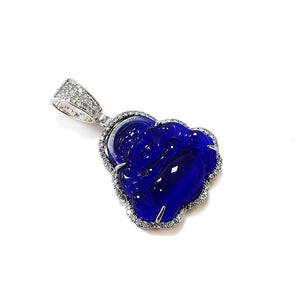 276 Blue Buddha Pendant AAA Cubic Zirconia Pendant Necklace With Tennis Chain