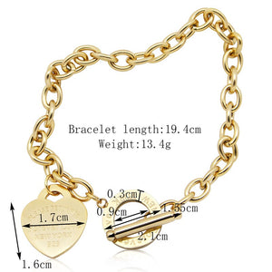 787 Moikama Buckle Design Gold Silver Chain Heart Carte Stainless Steel Bracelet