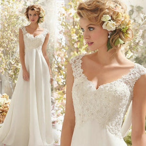 567 HSDYQ HOME Sleeveless Chiffon Lace Appliques Bridal Gown Wedding Dress
