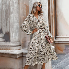 Load image into Gallery viewer, 1156 Women&#39;s Long Sleeve Leopard Loose A-line Midi Dress
