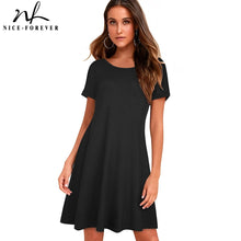 Load image into Gallery viewer, 837 Nice-Forever Pure Color Basic Summer Loose Shift Short Dresses