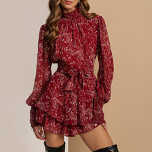 Load image into Gallery viewer, 1365 Women&#39;s Chiffon Spring Floral Print Long Sleeve A-Line Dress