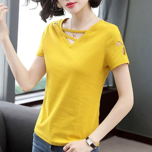 1174 Women's Pullover Short Sleeve O-neck Patchwork T-Shirts Tops Plus