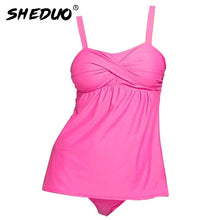 Load image into Gallery viewer, 969 SHEDUO Triangle Tummy Control Swimsuit Ruched Tankini Swimsuit Plus