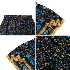 1400 Women's A-line Empire Waist Floral Print Ruffle Maxi Skirt