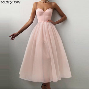 1164 Women's Mesh Sleeveless Sweetheart Neck A-line Formal Dress