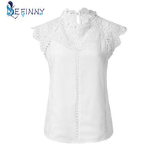 Load image into Gallery viewer, 436 EFINNY Women&#39;s Sleeveless Lace Patchwork Chiffon Blouse