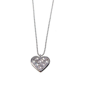 861 Obear Exquisite 14K Gold 925 Sterling Silver Pavé Crystal Heart Pendant Necklace