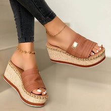 Load image into Gallery viewer, 464 FEBX Women&#39;s Summer Platform Wedge PU Leather Slides Sandals