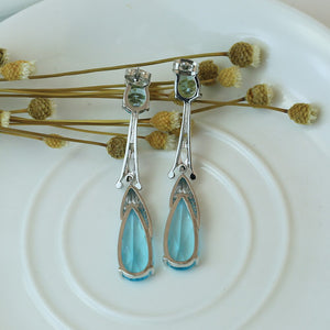 574 Huitan Delicate Sky Blue Cubic Zircon Long Stylish Acrylic Water Drop Earrings