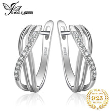 Load image into Gallery viewer, 633 JPalace 925 Sterling Silver Infinity Cubic Zirconia Hoop Huggie Earrings
