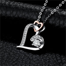 Load image into Gallery viewer, 632 JPalace Sterling Silver CZ Infinity Heart Statement Pendant Necklace Valentine&#39;s