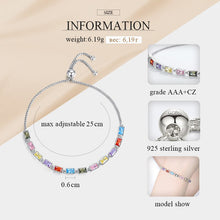 Load image into Gallery viewer, 647 Kaletine Women&#39;s 925 Sterling Silver Rainbow CZ Adjustable Tennis Bracelet