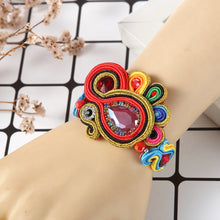 Load image into Gallery viewer, 667 Kpacta Ethnic Leather Jewelry Women&#39;s Crystal Decoration Handmade Bracelet