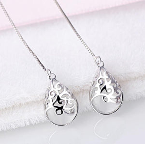 594 Infery Women's Water Drop 925 Sterling Silver Fire Created Opal Dangle Earrings