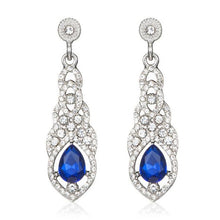 Load image into Gallery viewer, 911 Ranssi Luxury Sterling Silver Long Geometric Crystal Wedding Drop Earrings