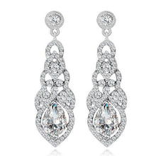 Load image into Gallery viewer, 911 Ranssi Luxury Sterling Silver Long Geometric Crystal Wedding Drop Earrings