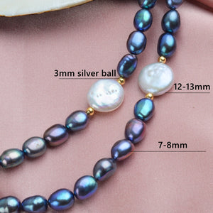 197 Ashiqi Natural Freshwater Baroque Pearl Necklace Authentic 925 Sterling Silver