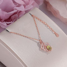 Load image into Gallery viewer, 312 CC Gemstone Natural Peridot Pure Silver Leaf Rose Gold Plated Pendant Necklaces