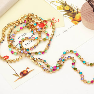 823 Neoglory 14K Gold Plated Austria Crystals Colorful Beads Long Chain Necklace