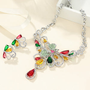 836 Neoglory Austria Rhinestone CZ Colorful Design Alloy Plated Necklace Earrings