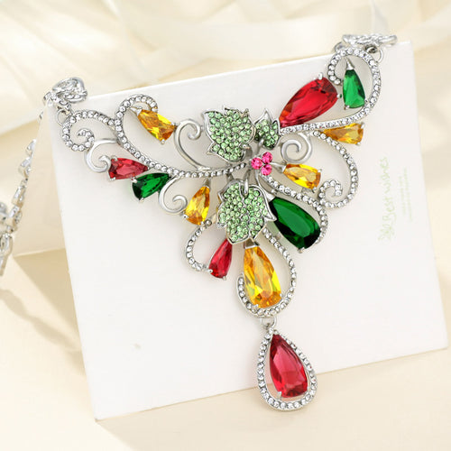 836 Neoglory Austria Rhinestone CZ Colorful Design Alloy Plated Necklace Earrings