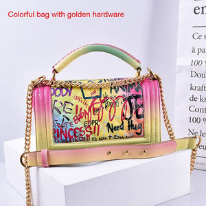528 HaLuYa Rainbow Color Luxury Designer Graffiti Cross Body Shoulder Bag