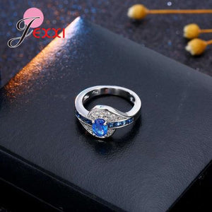 462 Fashion Jewelry Real Blue Austrian Crystal S925 Sterling Silver Ring
