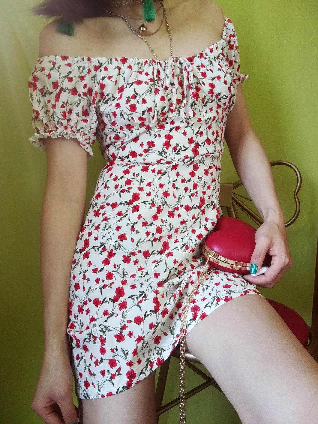 1417 Women's Sleeveless Strawberry Printed Mini Sling Dress
