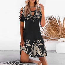 Load image into Gallery viewer, 1402 Women&#39;s Floral Printed Short Sleeve Hollow Out Boho Dress