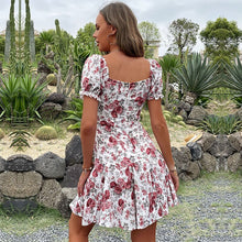 Load image into Gallery viewer, 1405 Women&#39;s Chiffon Short Sleeve Ruffle Floral Mini Dress